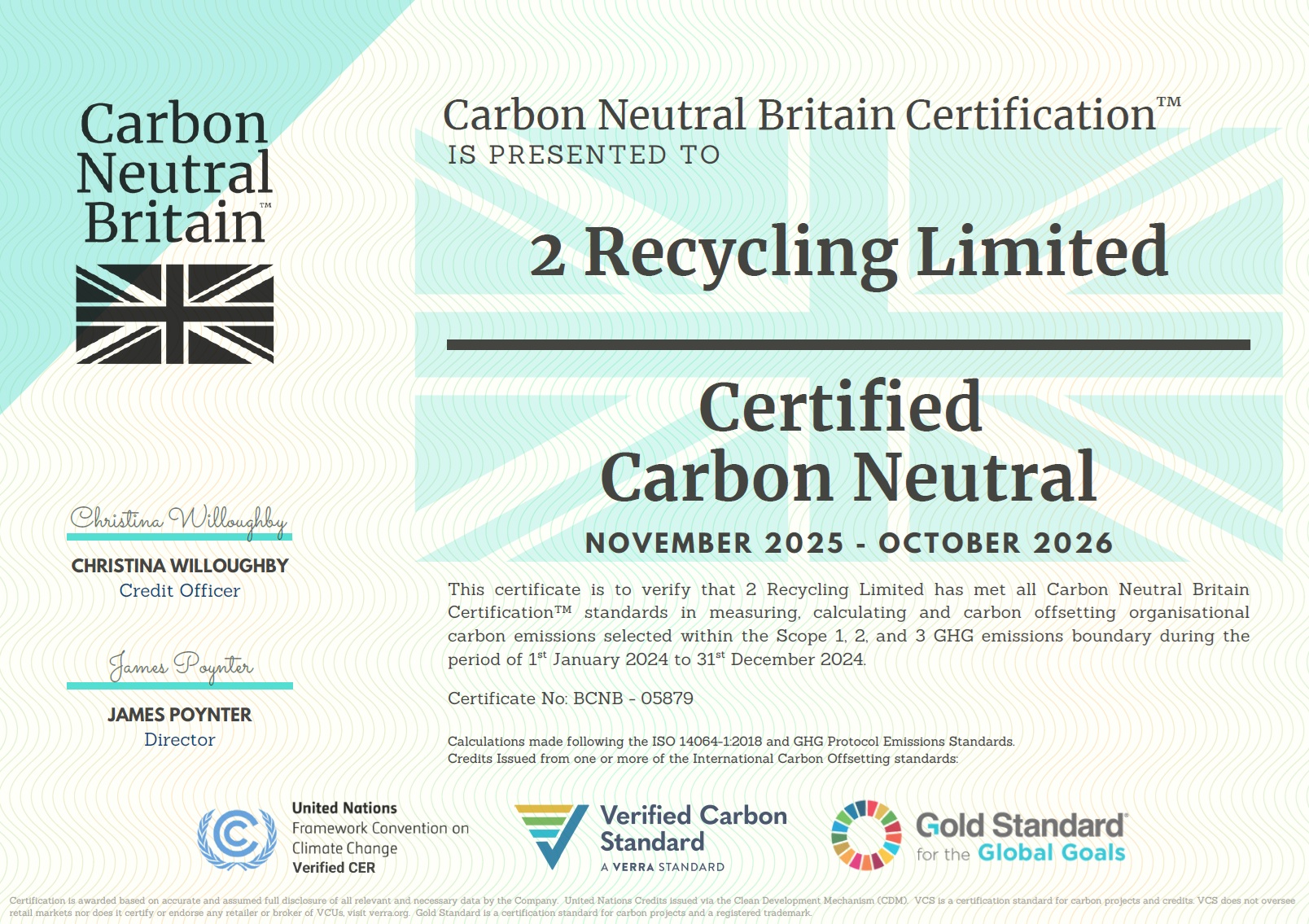 Carbon Offset Certification 2 Recycling Limited 2025 2026